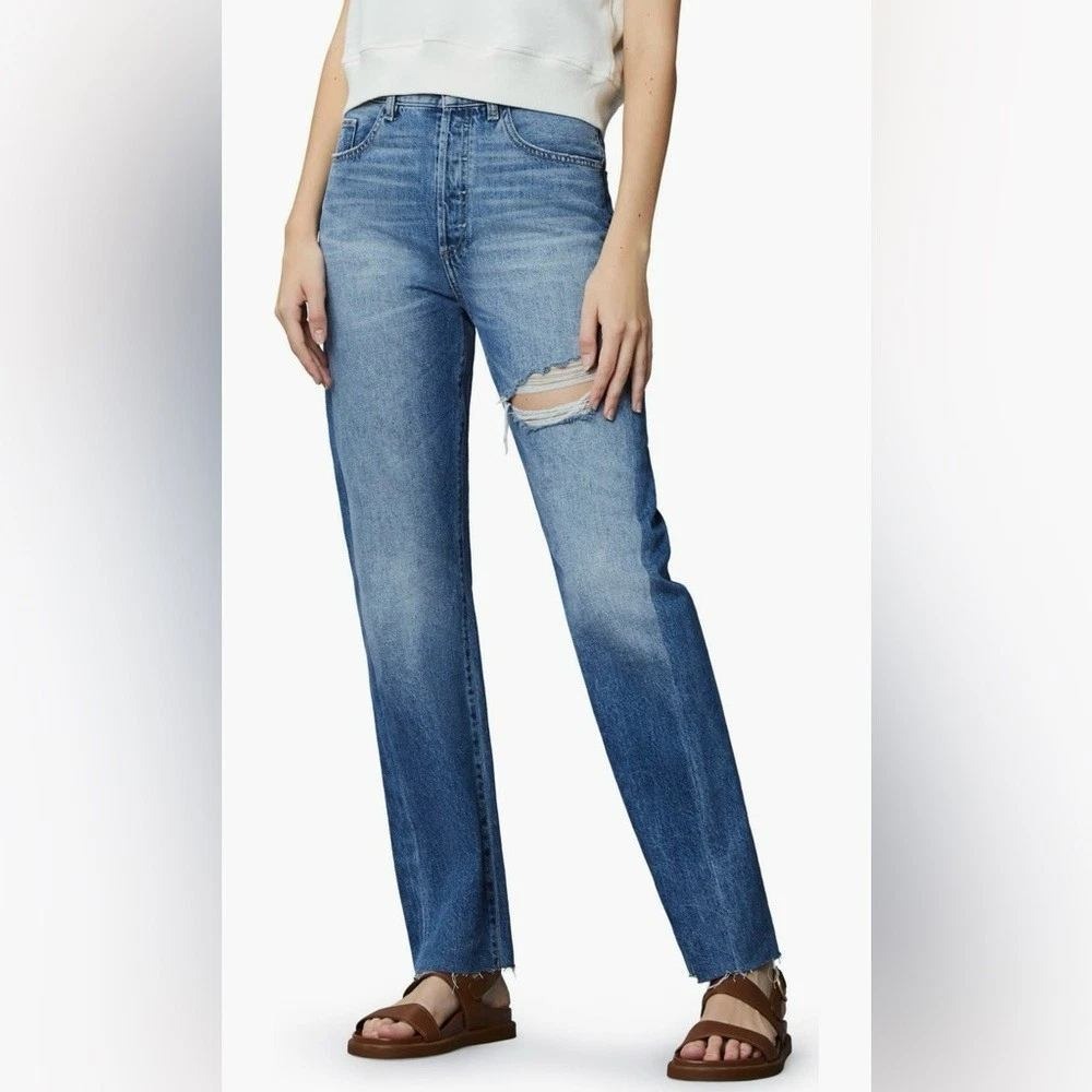 DL1961 Emilie Straight Ultra High Rise Vintage Jeans‎ Distressed Ripped Size 28